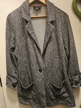 Premise Gray Marl Ranched Sleeve Knit Blazer Jacket M E D E U C